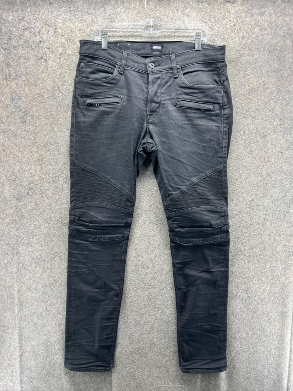 Hudson Blinder Skinny Biker Jeans Mens 34 Black Slim Moto Stretch Denim